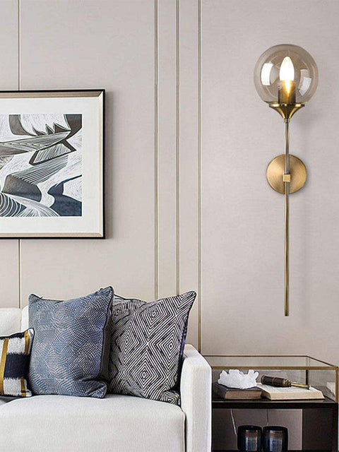 Tatva Lights Glamour Ray Glass Wall Sconce with Globe Top – luxury lighting for living rooms, kitchens, and offices