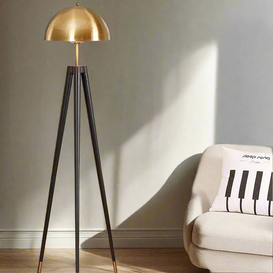 Tatva Lights mushroom head metal tripod floor lamp – modern decorative standing lamp with vintage-inspired design for living rooms, bedrooms, or office interiors.
