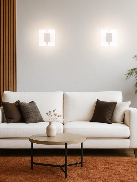 Tatva Lights Aurelia gold wall mount light featuring handcrafted metal and glass design, dimmable multicolor illumination, luxury lighting fixture for modern homes, hotels, and restaurants.