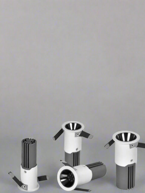 Tatva Lights Euro Slim ultra-slim recessed downlight in black finish with chrome reflector, Ø30mm/Ø40mm cutout, high-lumen 500lm output, UGR<19 glare-free lighting, and IP54 rating—ideal for modern interiors like living rooms, hotels, lobbies, and restaurants.