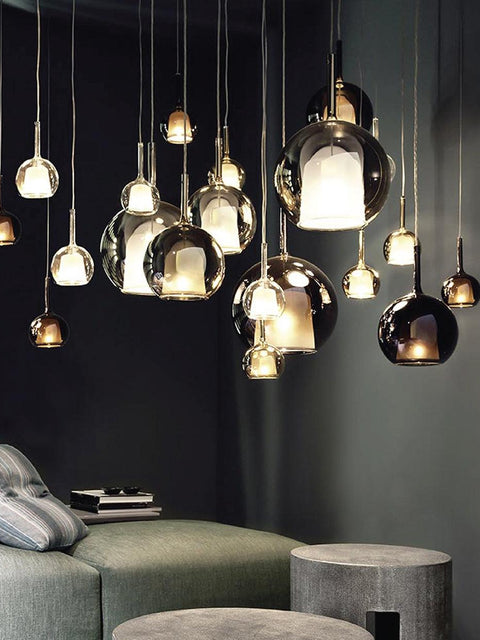 Tatva Lights Glamour Ray LUXE PENTACLE Glass Orb Hanging Light – luxury lighting for living rooms, kitchens, and offices