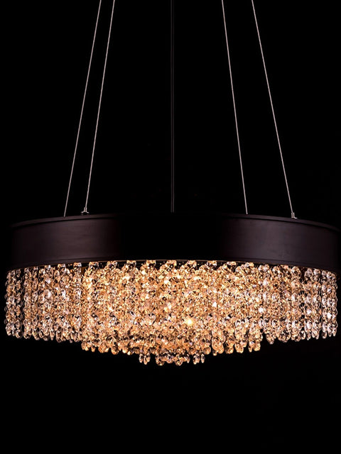 Tatva Lights Crystal Coil Round Chandelier