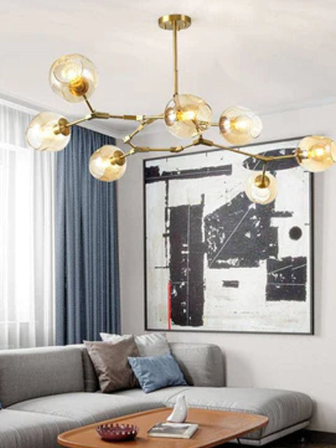 Tatva Lights Serpentine Gold Chandelier