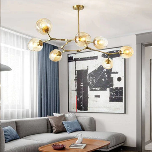 Tatva Lights Serpentine Gold Chandelier