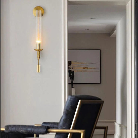 Tatva Lights Retro Chic Gold Glass Wall Sconce