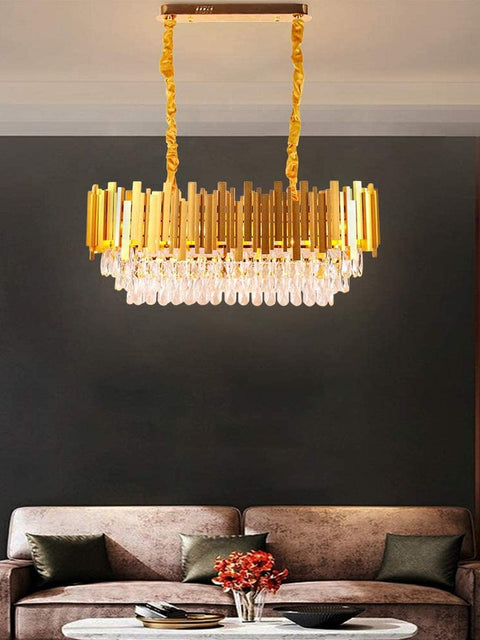 Tatva Lights Golden Mamba Oval Chandelier
