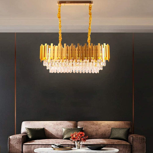 Tatva Lights Golden Mamba Oval Chandelier