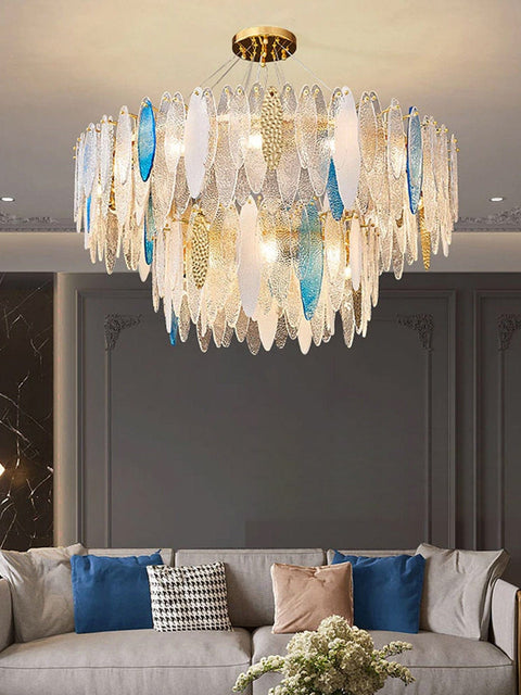 Tatva Lights Beach View Double Step Glass Petals Chandelier