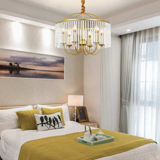 Tatva Lights Aurevia Gold Crystal Raindrop Chandelier