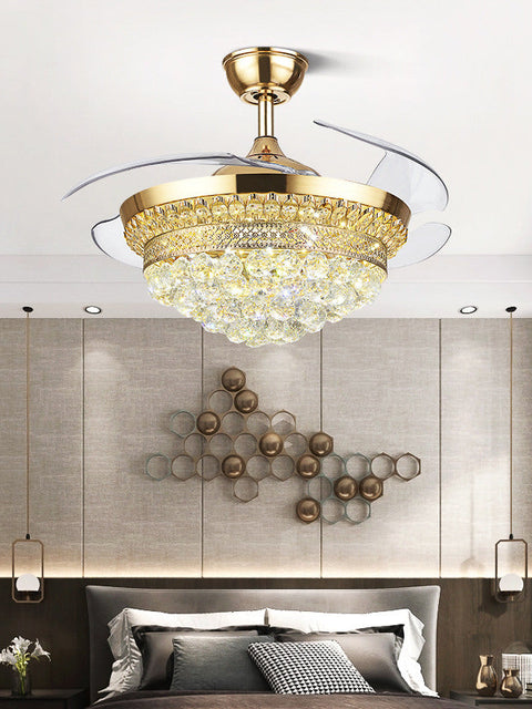 Tatva Lights Shabby Chic Retractable Ceiling Fan with Chandelier