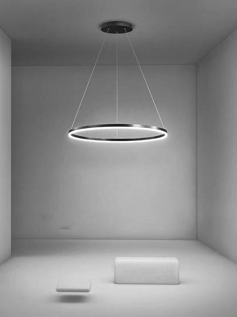 Tatva Lights Black Modern LED Ring Chandelier