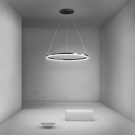 Tatva Lights Black Modern LED Ring Chandelier