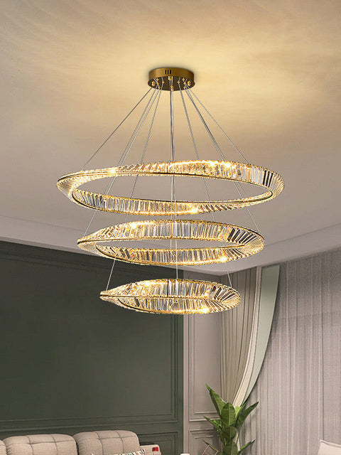 Tatva Lights Norvox Rings Crystal LED Chandelier
