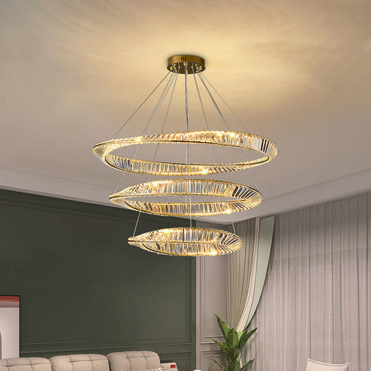 Tatva Lights Norvox Rings Crystal LED Chandelier
