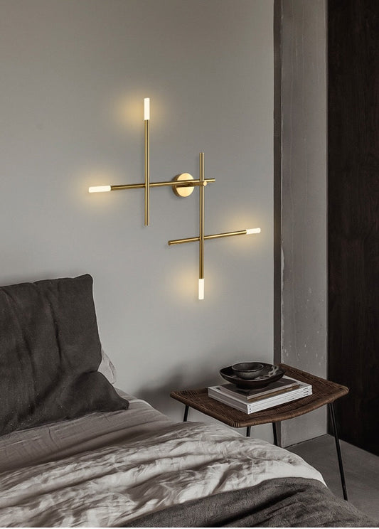 Tatva Lights Nordic Ember Wood Glass Wall Sconce