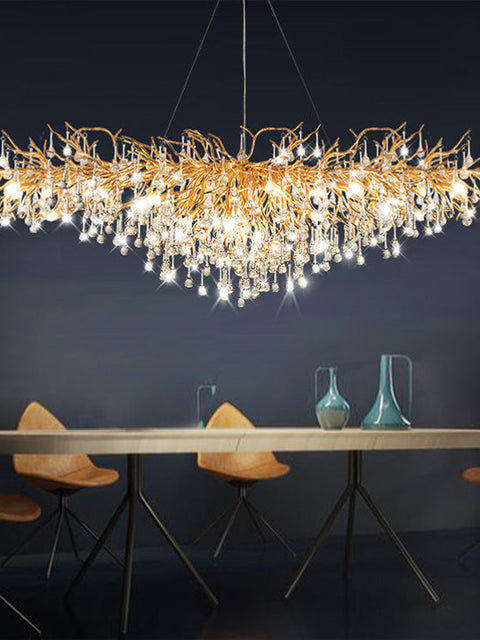 Tatva Lights Crystal Cascade Gold Chandelier