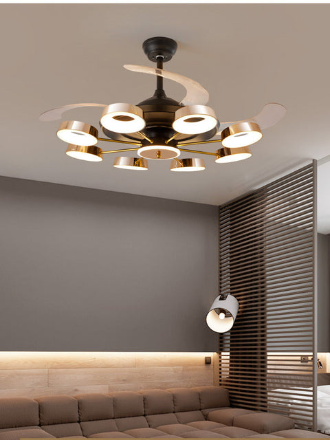 Tatva Lights RetractoGlow ceiling Fan chandelier