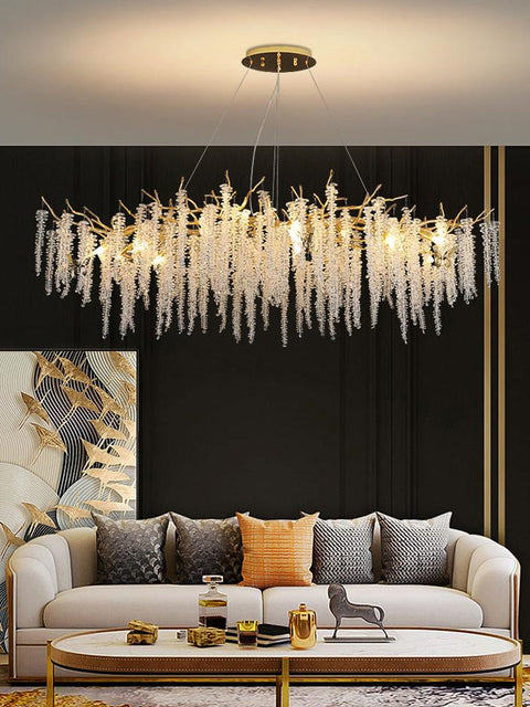 Tatva Lights Crystal Cascade Gold Chandelier
