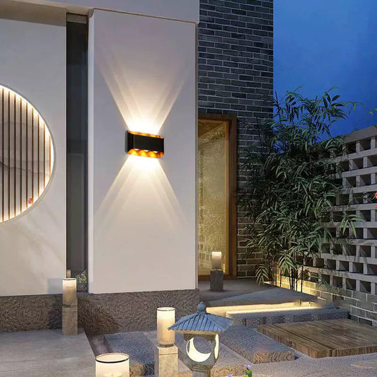 Tatva Lights Ebron Black-Gold Outdoor Wall Light