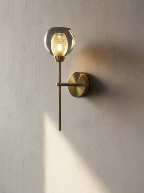 Tatva Lights American Exquisite Glass Iron Wall Sconce showcasing a vintage-inspired iron frame paired with a fluted glass shade, delivering a warm, timeless glow—perfect for traditional hallways, living rooms, or rustic interiors.