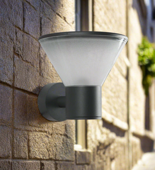 Tatva Lights Cylindrical Funnel Wall Sconce featuring a sleek black and gold finish with a tapered design, ideal for modern hallways, bedrooms, or living room accent walls.