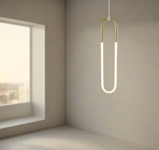 Tatva Lights Elysian Glow Gold LED Pendant Light with a radiant gold finish and circular layered design, featuring integrated LED illumination—ideal for modern dining areas, living rooms, or elegant entryways.