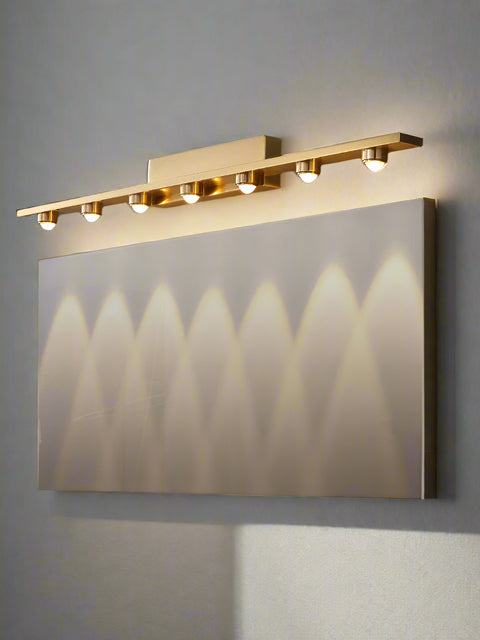 Tatva Lights Luxury Luminosity Vanity Light featuring a sleek horizontal design with a polished metallic finish and soft diffused LED glow—perfect for modern bathrooms, dressing areas, or makeup vanities