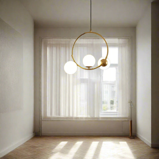 Tatva Lights Opulent Luminara Hanging Light – Elegant gold-finish pendant with layered crystal detailing, offering ambient LED lighting for luxury dining rooms, bedrooms, or contemporary living spaces.