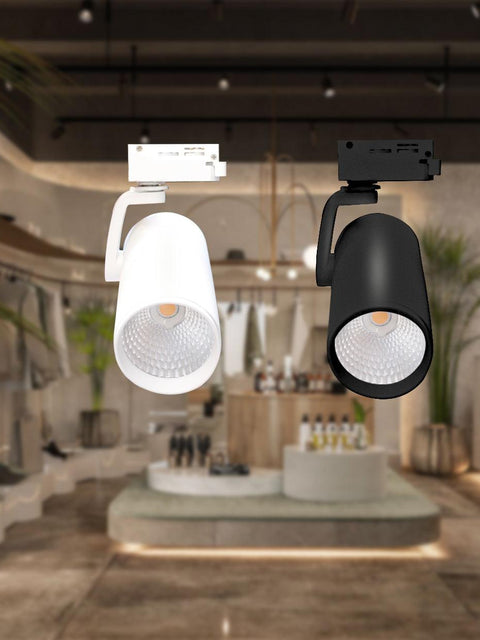 Tatva Lights Premium LED Track Light with a sleek, adjustable cylindrical head and high-lumen output—ideal for accent lighting in galleries, retail stores, or modern residential spaces requiring focused illumination and flexible design.