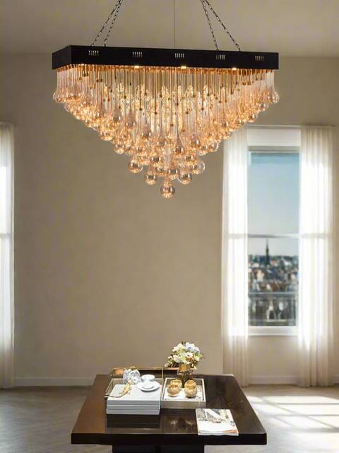 Tatva Lights – Royale Espresso Dining Chandelier with a sophisticated espresso bronze finish, featuring multiple curved arms and warm LED bulbs, designed to bring a regal and ambient charm to dining spaces.