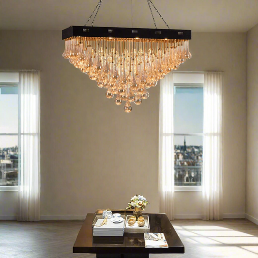 Tatva Lights – Royale Espresso Dining Chandelier with a sophisticated espresso bronze finish, featuring multiple curved arms and warm LED bulbs, designed to bring a regal and ambient charm to dining spaces.