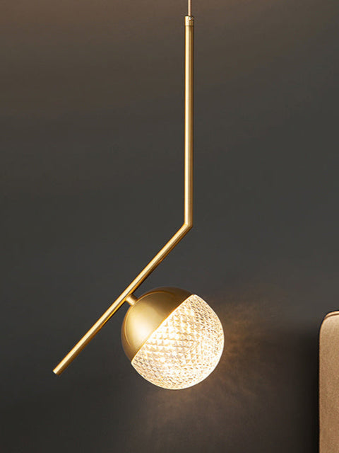 Tatva Lights Virelle Orb Pendant Chandelier – Modern gold-finished hanging light with spherical glass shade, perfect for dining rooms, living areas, and entryways