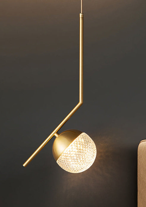 Tatva Lights Virelle Orb Pendant Chandelier – Modern gold-finished hanging light with spherical glass shade, perfect for dining rooms, living areas, and entryways