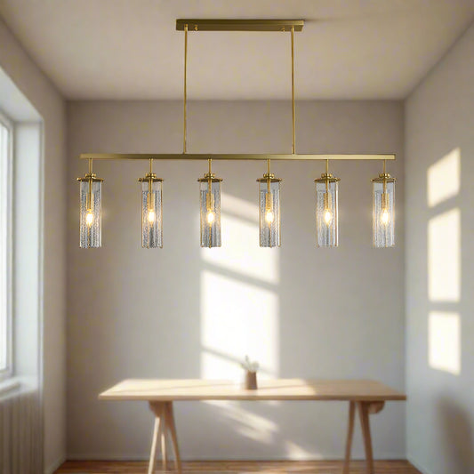 Tatva Lights Virello Gold Crystal Pendant Chandelier – Elegant modern hanging light with layered crystal accents and warm LED glow, perfect for dining rooms, living areas, and statement spaces.