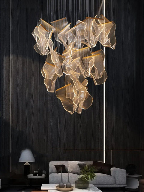 Tatva Lights Crumpled Paper Duplex Chandelier