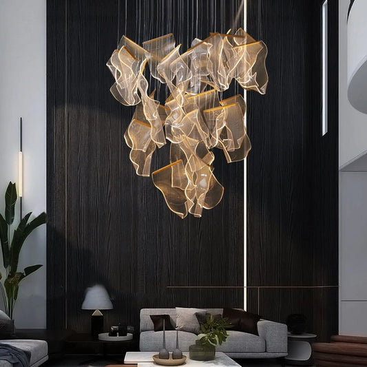 Tatva Lights Crumpled Paper Duplex Chandelier
