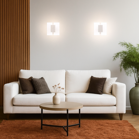 Tatva Lights Aurelia gold wall mount light featuring handcrafted metal and glass design, dimmable multicolor illumination, luxury lighting fixture for modern homes, hotels, and restaurants.