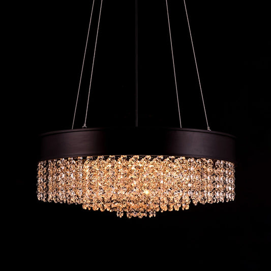 Tatva Lights Crystal Coil Round Chandelier