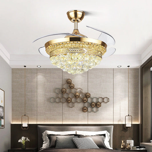 Tatva Lights Shabby Chic Retractable Ceiling Fan with Chandelier