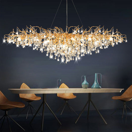 Tatva Lights Crystal Cascade Gold Chandelier