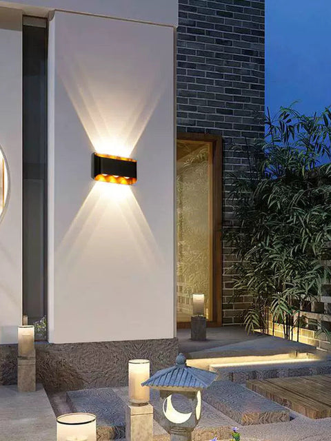 Tatva Lights Ebron Black-Gold Outdoor Wall Light