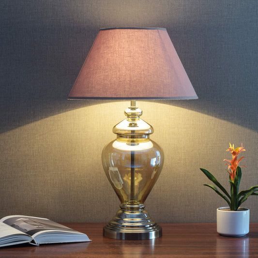 Tatva Lights Colonial Table Lamp featuring a classic silhouette with antique brass accents, fabric lampshade, and vintage-inspired detailing—perfect for traditional interiors, bedside tables, or study desks.
