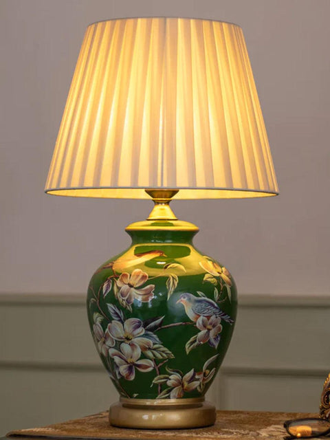 SONGBIRD FLORAL PATTERN CERAMIC TABLE LAMP - Ankur Lighting